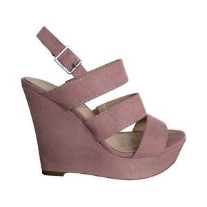 Madden Girl Mauve Fabric Wedge Platform Strappy Heels Size 5.5